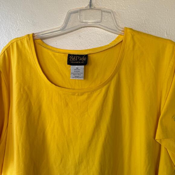 Bob Mackie Rich Yellow Floral embroidered sleeve size 3X - Picture 3 of 9